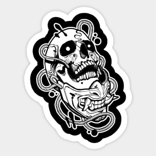 skull and demon with smile Sticker